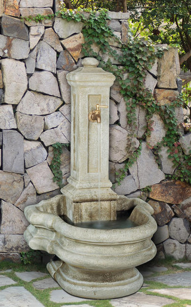 Column Well Fountain with Spigot European Design Garden Art